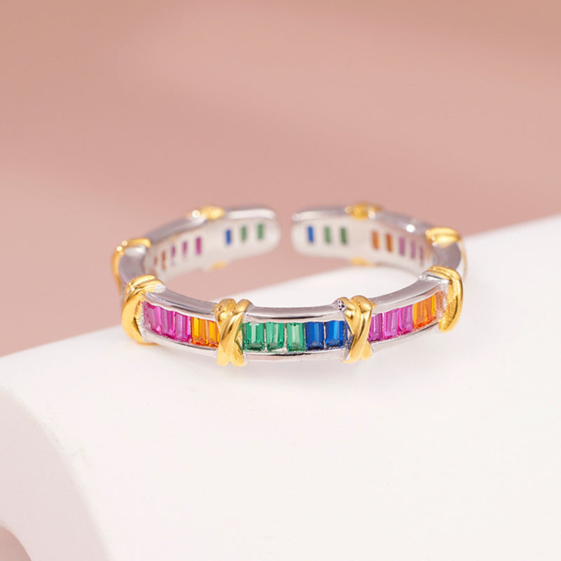 Rainbow Vow – Gilded Prism Cuff Ring