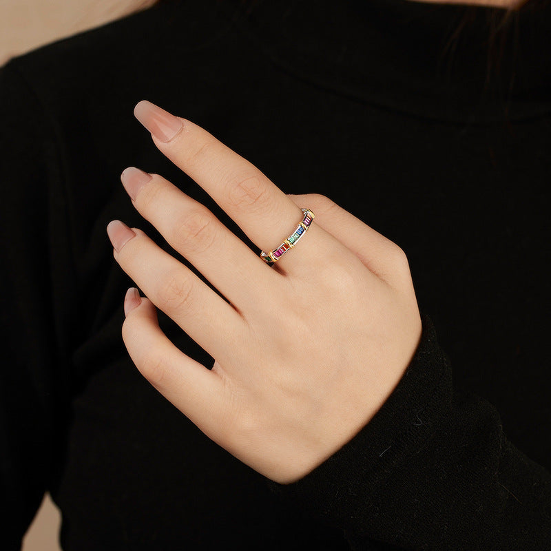 Rainbow Vow – Gilded Prism Cuff Ring