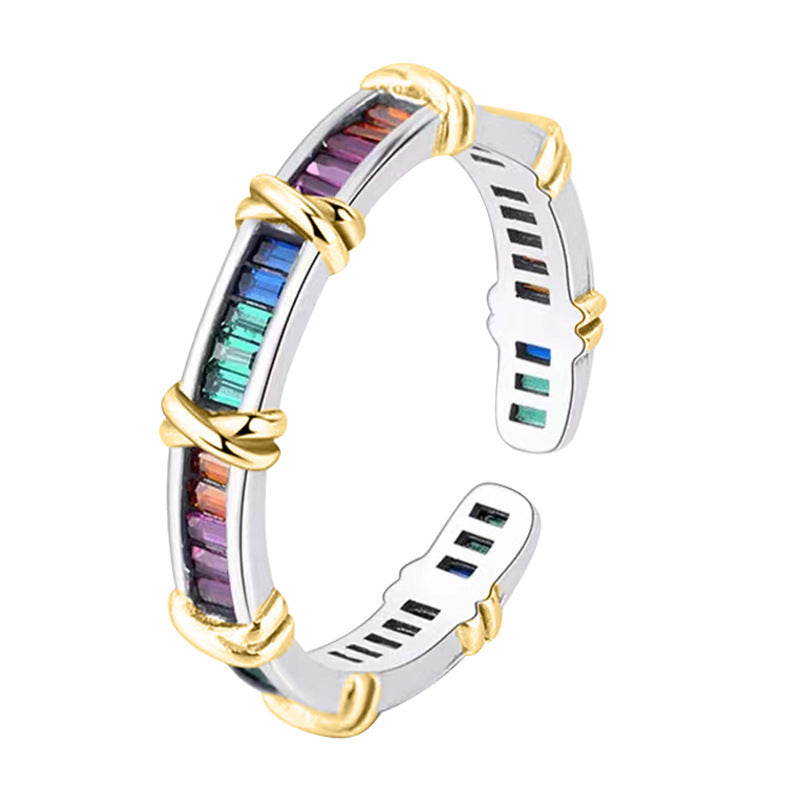 Rainbow Vow – Gilded Prism Cuff Ring
