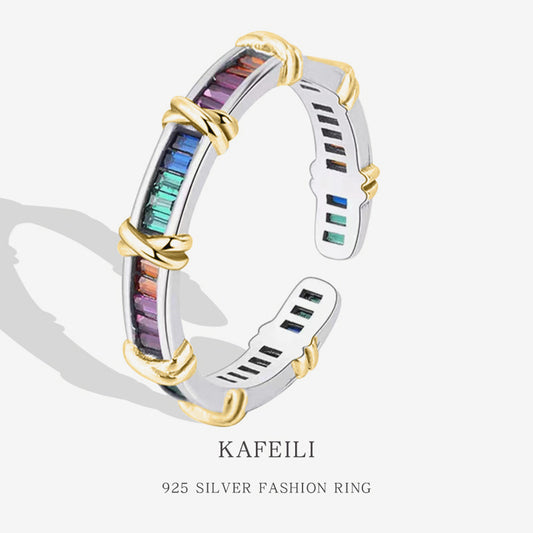Rainbow Vow – Gilded Prism Cuff Ring