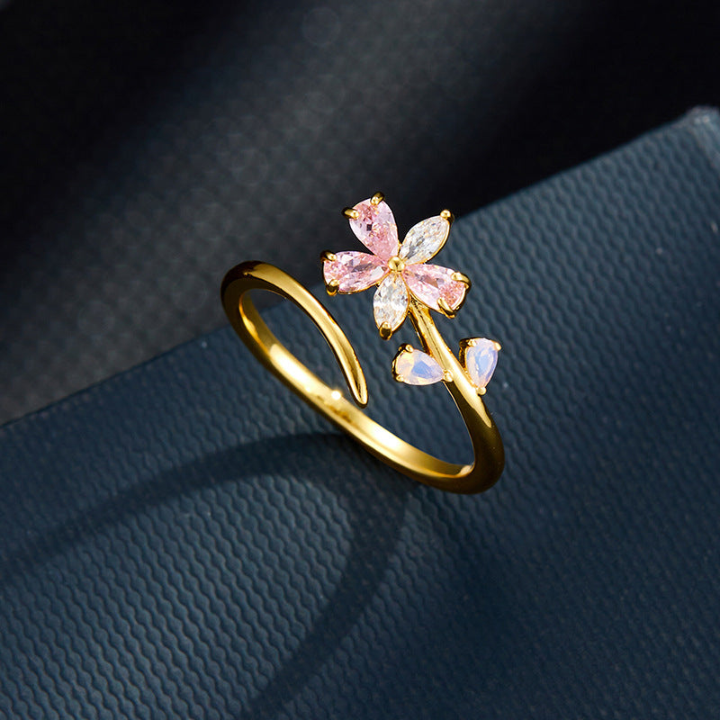 Sakura Bough – Opaline Blossom Open Ring