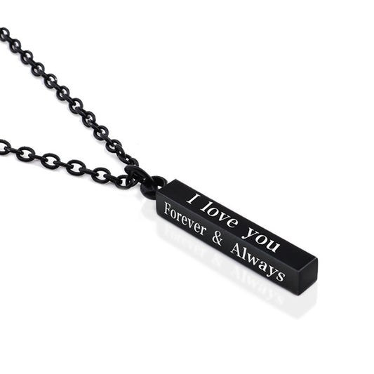 Forever & Always – Black Bar Pendant