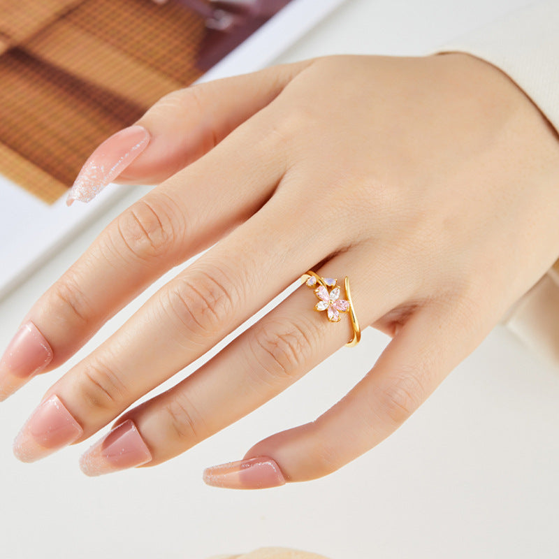 Sakura Bough – Opaline Blossom Open Ring