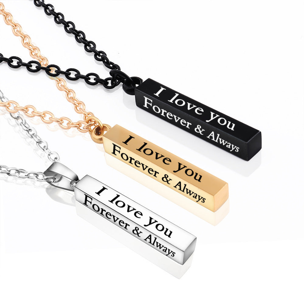 Forever & Always – Black Bar Pendant