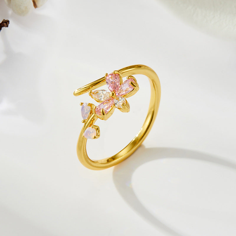 Sakura Bough – Opaline Blossom Open Ring
