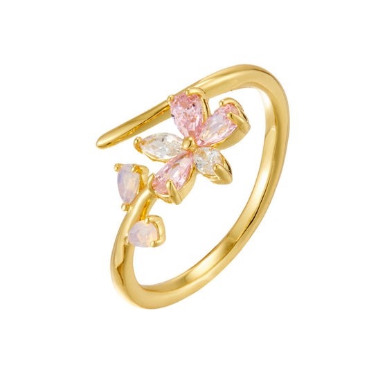 Sakura Bough – Opaline Blossom Open Ring